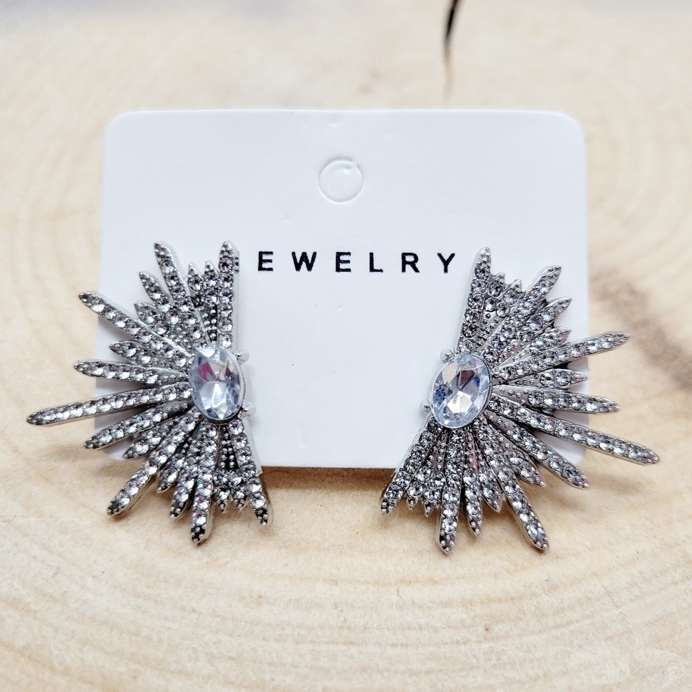 Brand New Top Fashion Silver Tone Rhinestone Earrings